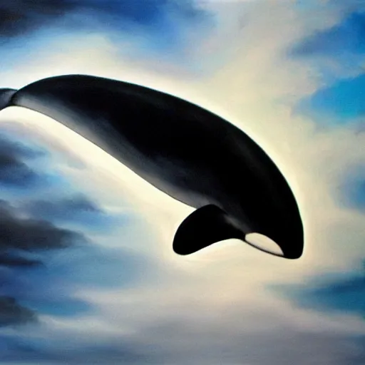 Prompt: a storm, shaped like an orca, on a stormy night, airbrush painting