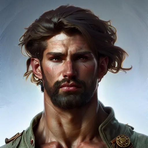 portrait of rugged male ranger d & d muscular fantasy | Stable Diffusion