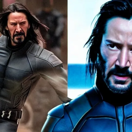 Image similar to keanu reeves as x men wolverine, marvel movie