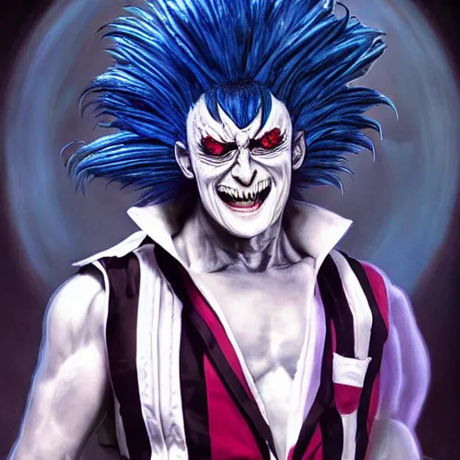 Prompt: ultra realistic beetlejuice as akuma from street fighter, portrait, 4 k, ultra realistic, detailed focused art by artgerm and greg rutkowski and alphonse mucha