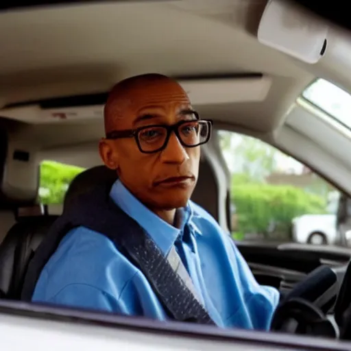 Image similar to Gus Fring sitting at a mcdonalds drive thru