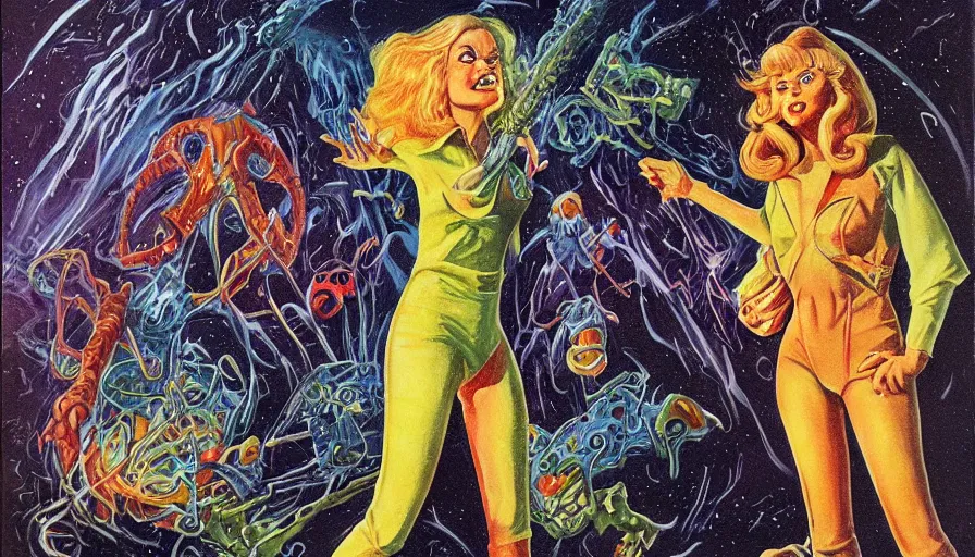 Image similar to artwork by Kelly Freas