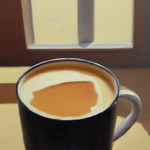 Image similar to chill coffee aesthetic, oil painting, pale colors, high detail, 8 k, wide angle, trending on artstation,