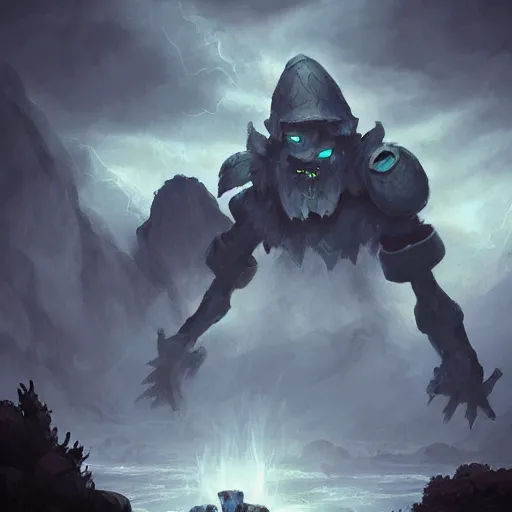 Image similar to smoke golem, storm background, epic fantasy style, in the style of Greg Rutkowski, hearthstone artwork