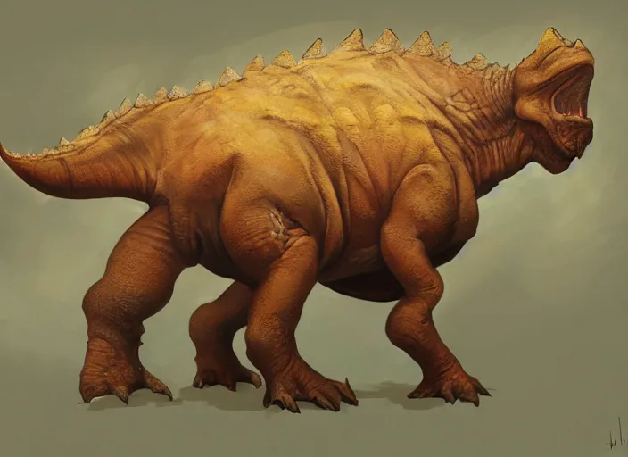 Image similar to concept art for a triceratops made by cookies, oil painting by jama jurabaev, extremely detailed, brush hard, artstation, for aaa game, high quality, brush stroke