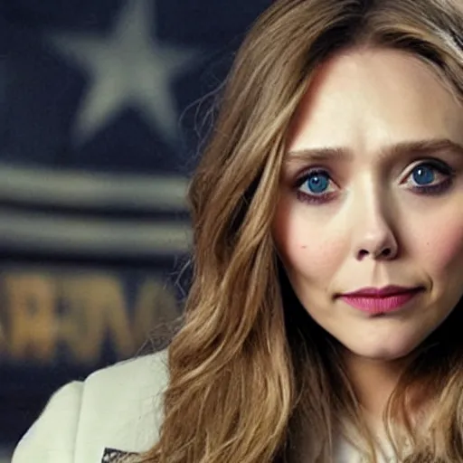 Prompt: Elizabeth Olsen as captain america