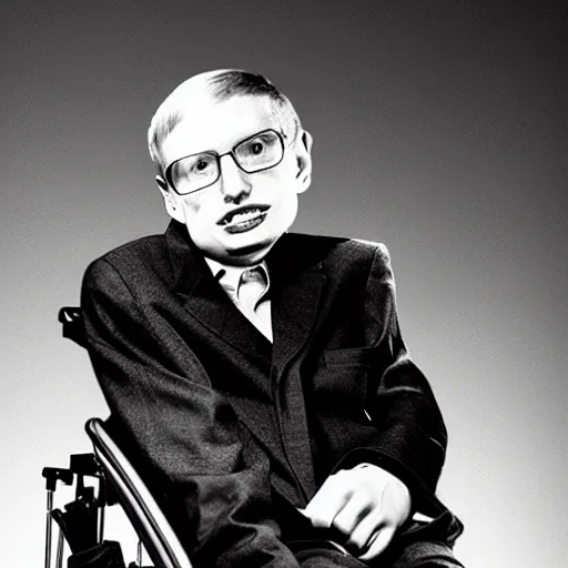 Prompt: Stephen Hawking standing on his legs