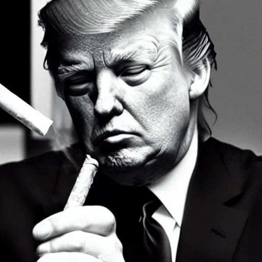 Image similar to a photo of donald trump smoking a cigarrette