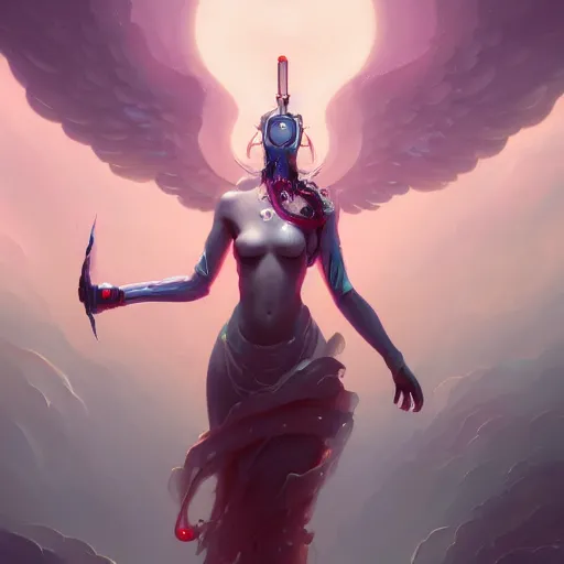 Prompt: beautiful cybernetic angel by pete mohrbacher and greg rutkowski, digital art, unreal engine 5, wlop, trending on artstation, deviantart, 4K UHD image