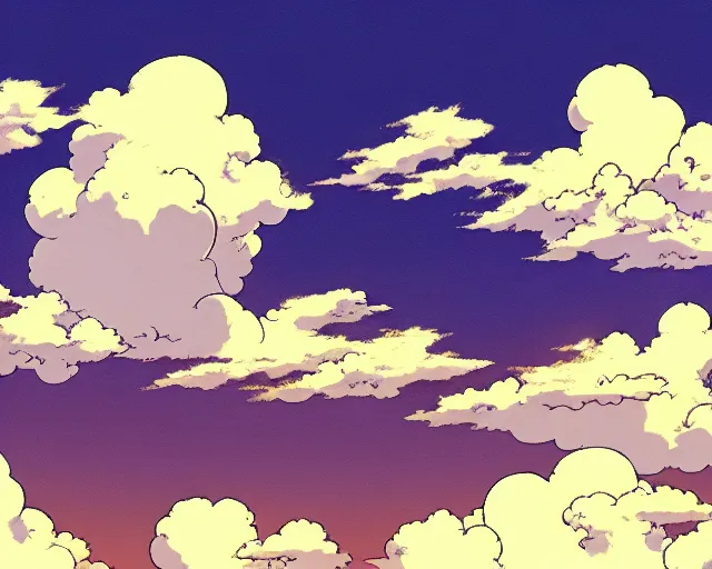 Prompt: anime sky in the style of makato shinkai, studio ghibli, moebius, clouds