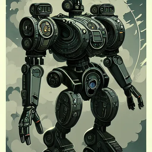 Prompt: mech in the style of Nikolai Lutohin, sci-fi illustrations, highly detailed, Nigredo, dark enlightenment, alchemy, Art deco.