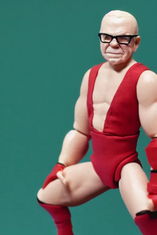 Prompt: rupert murdoch as a 1 9 8 0 s wrestling action figure