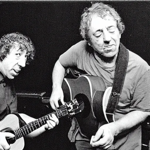 Image similar to bert jansch gives a goblin a guitar lesson