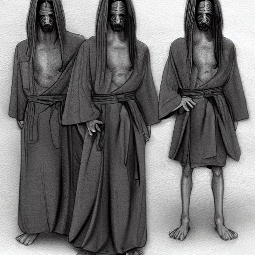 Image similar to Cultist trying on robes that are too small, photorealistic, hyper realism, trending on art station