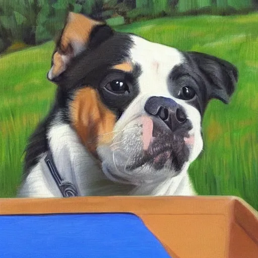 Image similar to a dog painting a dog