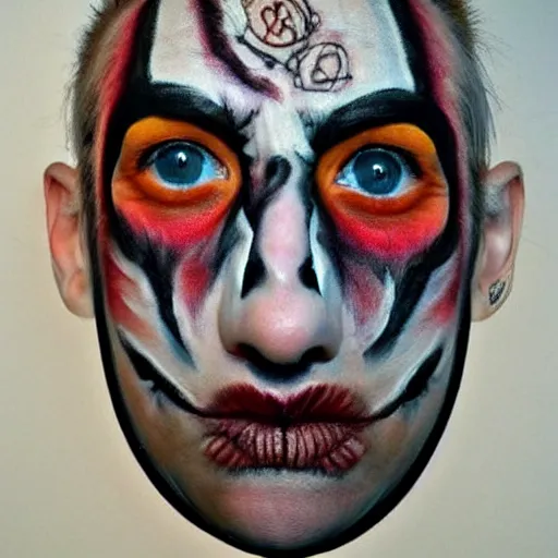 Image similar to psychopath face, full detailed, face art,