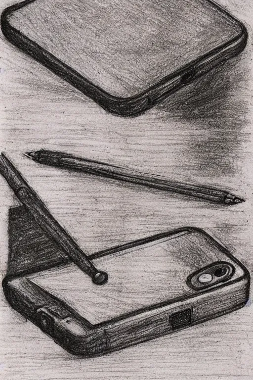 Prompt: “Drawing of iPhone by Leonardo da Vinci”