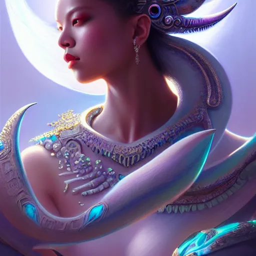 Image similar to Lalisa Manobal as a beautiful celestial pearlescent Goddess wearing a futuristic lush Greek battlesuit exposed in cryo chambers, intricate, elegant, highly detailed, centered, digital painting, artstation, concept art, smooth, sharp focus, illustration, by Peter Mohrbacher, WLOP