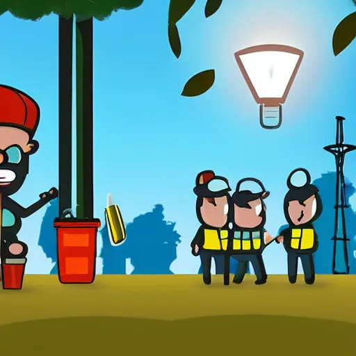 Image similar to game about electrician who have to fix lights in the park