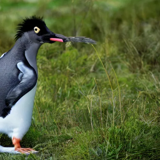 Image similar to a nature photograph of a horse penguin hybrid