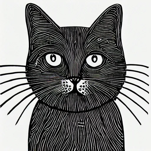 Image similar to cat linocut print by Julie de Graag