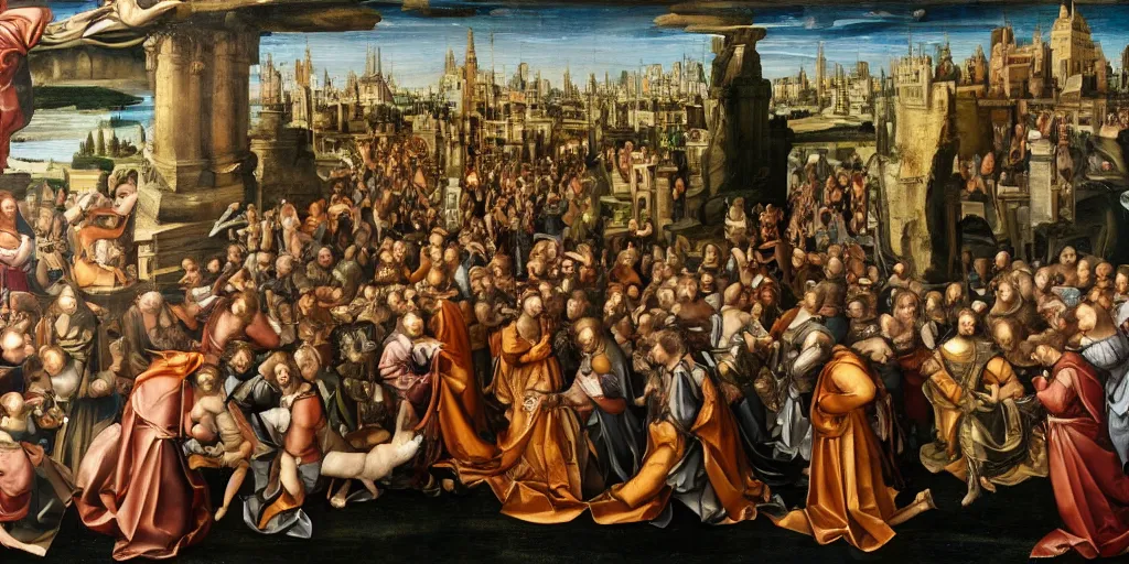 Prompt: highly detailed renaissance painting of London Skyline