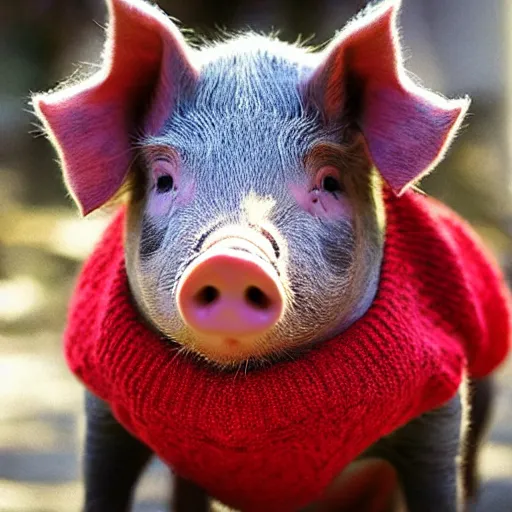 Prompt: “ a pig in a red sweater ”