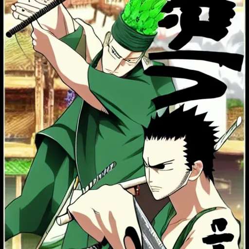 Image similar to roronoa zoro playing videogames, manga style