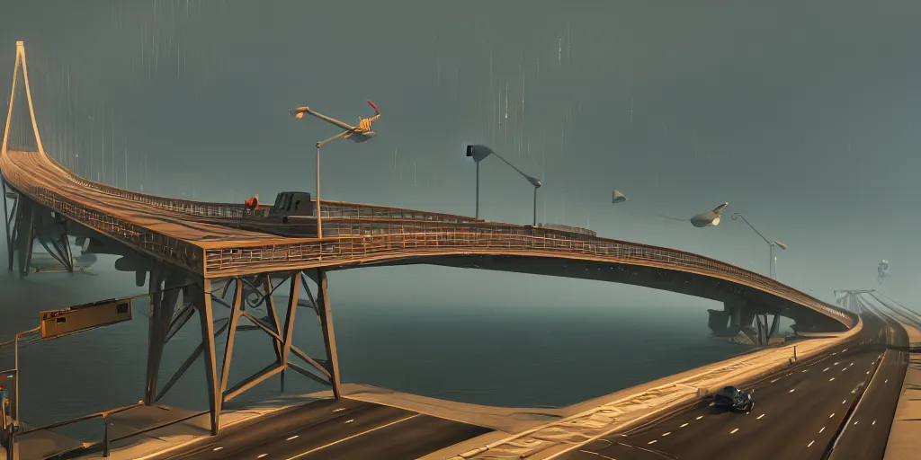 Prompt: a big bridge, 3 d octane render, epic lighting, 8 k, by goro fujita