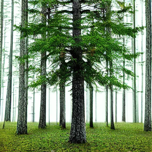 Image similar to “ hd photograph of a 3 d pine tree made of digital pixels ”