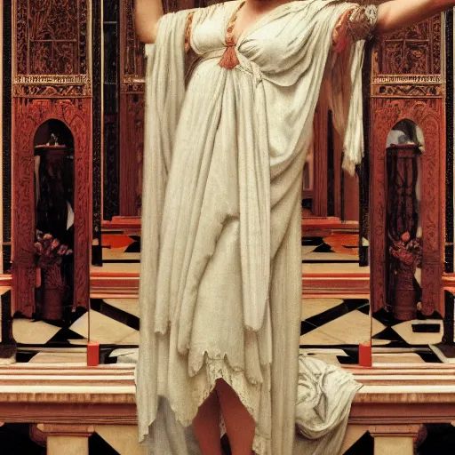 Prompt: the gates of darkness by herbert james draper, sir lawrence alma - tadema, john william godward. oil painting on wood. 1 8 9 6. cinematic criterion composition roger deakins. 4 k post - processing photoshop trending on artstation erudite in detail.