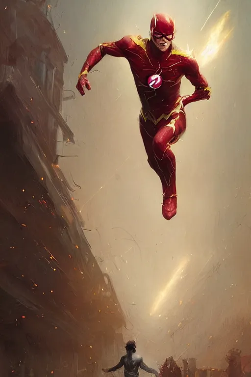 Prompt: terrifying ezra miller as flash at dawne, ethereal fantasy art by greg rutkowski