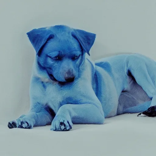 Prompt: a lazy blue dog