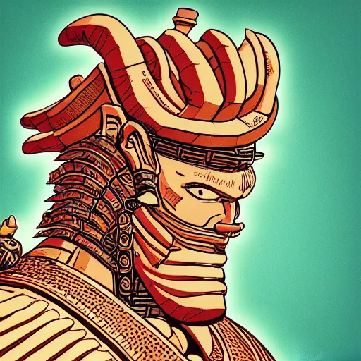 Prompt: a profile picture of powerful japanese samurai monster, detailed face, portrait, face symmetry, character concept portrait by moebius and laurie greasley, profile picture, 8 k, cinematic color grading