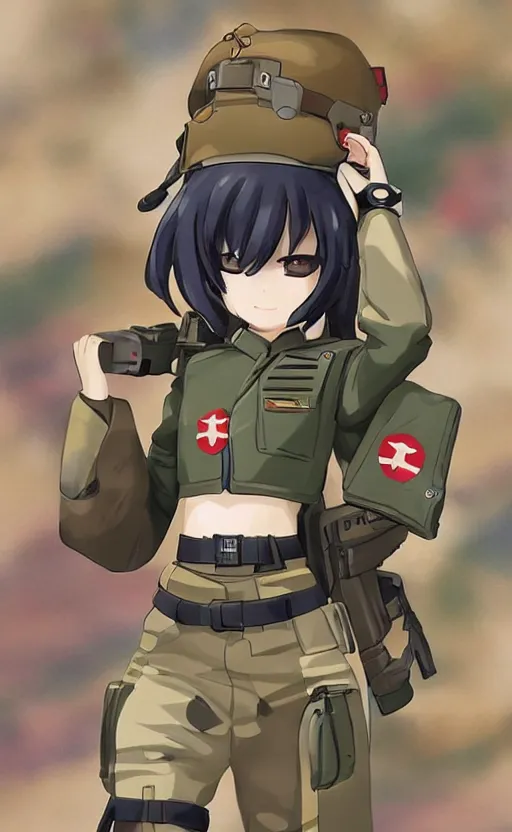 Prompt: toy design, military flags, portrait of soldier girl, 2022 anime style, anime figma figure, cosplay photo, flight squadron insignia, soldier clothing, realistic military gear, inspired by good smile company, 120mm, round elements, photo taken by professional photographer, by shibafu, trending on facebook, symbology, anime character anatomy, high resolution, matte, empty hands, realistic military carrier