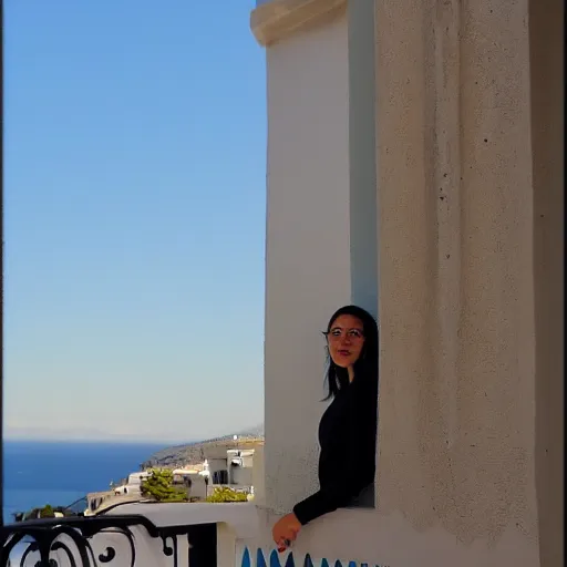 Image similar to the maiden standing on the balcony overlooking the aegean sea by andrew