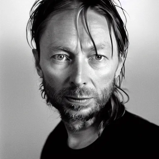 Prompt: Thom Yorke singer songwriter beardless, a photo by Colin Greenwood, ultrafine detail, chiaroscuro, private press, associated press photo, angelic photograph, masterpiece
