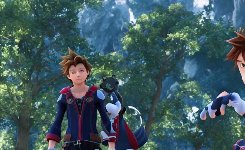 Prompt: Tom Holland as Sora in 'Kingdom Hearts: Fate of Light' (2017), movie still frame, oscar nominated cinematography, volumetric lighting, 8k resolution