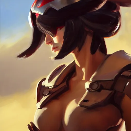 Image similar to greg manchess portrait painting of partially armored mikasa ackermann as overwatch character, medium shot, asymmetrical, profile picture, organic painting, sunny day, matte painting, bold shapes, hard edges, street art, trending on artstation, by huang guangjian and gil elvgren and sachin teng