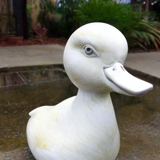 Prompt: realistic marble statue of a duck