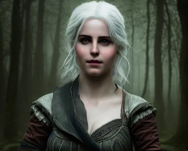 Prompt: 5 5 mm portrait photo of a real life ciri, in a magical forest. dark atmosphere. art by greg rutkowski. highly detailed 8 k. intricate. lifelike. soft light. nikon d 8 5 0.