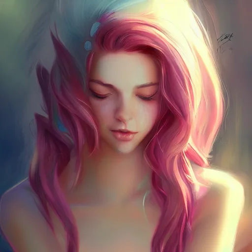 Image similar to teen girl, pink hair, gorgeous, amazing, elegant, intricate, highly detailed, beach setting, digital painting, artstation, concept art, sharp focus, illustration, art by Ross tran