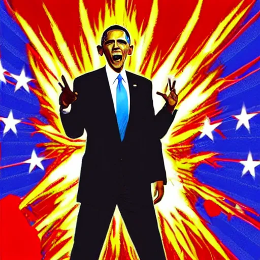 Image similar to Obama as a super saiyan