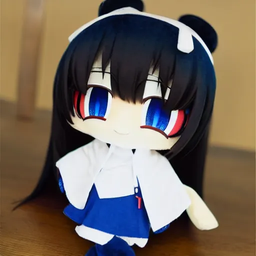 Prompt: cute fumo plush of a mysterious rival, chibi anime girl