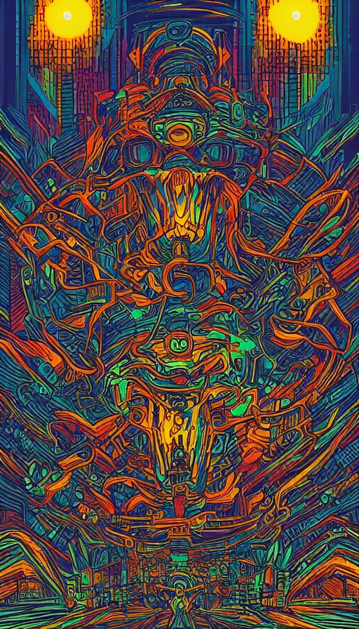 Prompt: techno artwork, by dan mumford