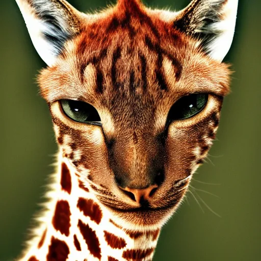 Image similar to cat giraffe hybrid, bold natural colors, national geographic photography, masterpiece, full shot, award winning