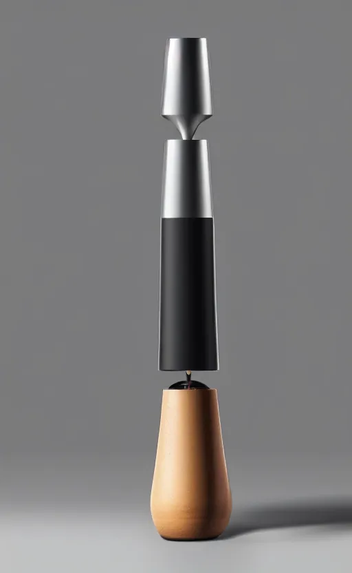 Image similar to a stylish handheld electric coffee grinder ; designed by marc newsom, zaha hadid, blonde, joseph and joseph, dieter rams ; natural materials ; industrial design ; behance ; le manoosh ; pinterest ; if design award ; reddot design award