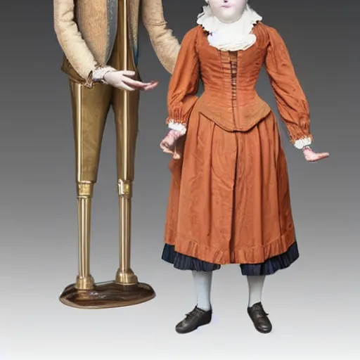 Prompt: portrait of a life size victorian female automaton standing in with a human child, 8 k, soft lighting, highly detailed realistic, face in focus 1 8 9 0's