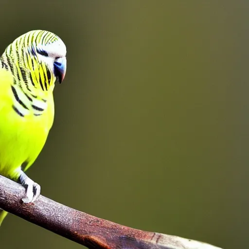 Prompt: budgie grinning from ear to ear