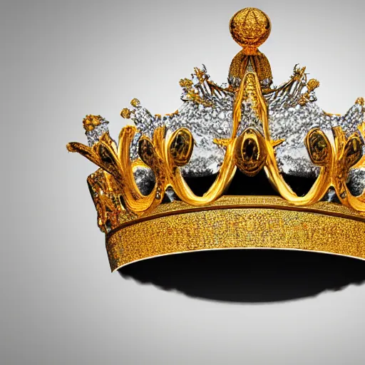 Prompt: hyperrealist highly detailed crown crown crown crown crown crown on duck, glistening gold, concept art pascal blanche dramatic studio lighting 8k wide angle shallow depth of field